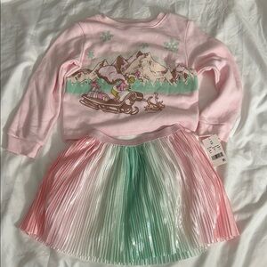 Dr. Seuss Girl Size 5T 2 Piece Skirt & Sweatshirt Dr. Seuss Grinch Outfit